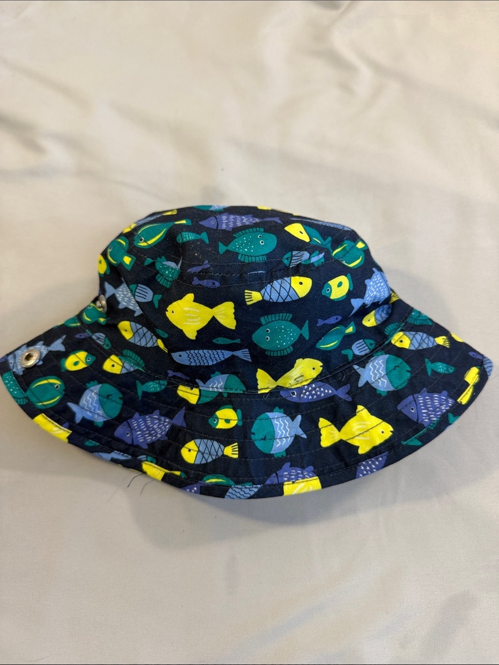 Gymboree LIKE NEW Navy Bucket Hat with Colorful Fish Print